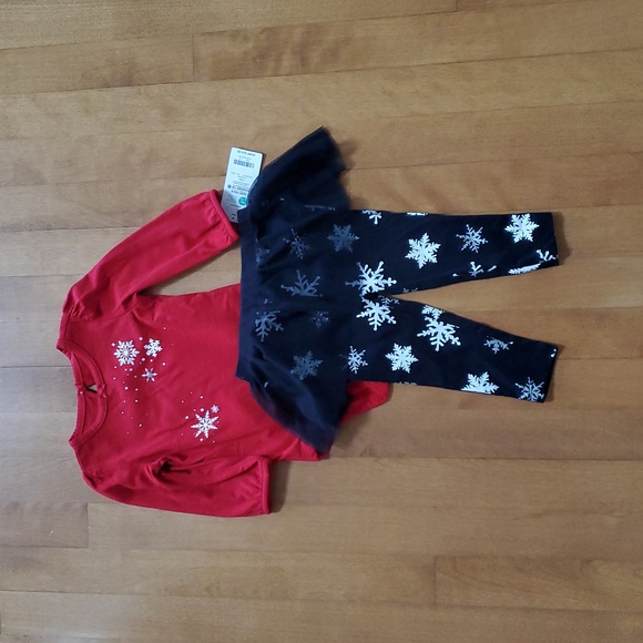 Baby Girls Carter's Christmas SNOWFLAKES Bodysuit & Tutu Pants size 9 12 mo NWT - Picture 3 of 4